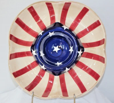 LAURIE GATES AMERICANA ESTRELLAS PATRIÓTICAS RAYAS BANDERA CHIP DIP PLATO VEGETAL Foto 1 de 4