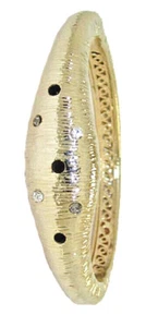 black CZ bangle 18kt yellow gold magnetic bracelet mate brush hinged wide New - Picture 1 of 3