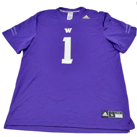 Adidas Climalite Men's XL Purple Washington Huskies #1 Football Jersey EUC Cover