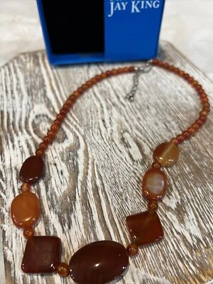 "Collar de cornalina roja con cuentas graduadas Jay King Mine Finds de plata de ley 18""" Foto 1 de 4