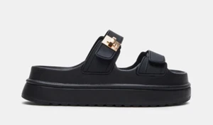 NIB Steve Madden Women's Bigschmona Jelly Platform Sandal in Black - Picture 1 of 5