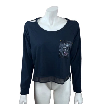 Womens Juicy Couture Black Label Sleep Medium Poppies Black Cold Shoulder Top NW - Image 1 of 4