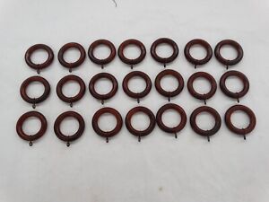 Vintage Lot of 21 Mahogany Red Color 2 3/8" Wood Curtain Rings with Eyes
