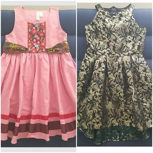 2 Pcs Youth Dresses MATILDA  JANE Pink Brbi Style  & Trixxi Girl Brocade Green - Picture 1 of 16