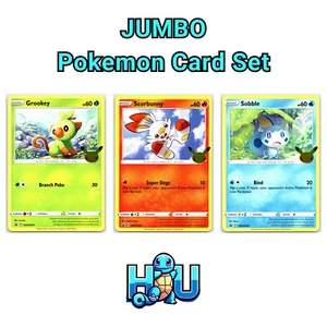 Pokemon Jumbo Oversized Promo First Partner 3 Card Set Grookey Scorbunny Sobble - Picture 1 of 5