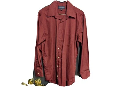 Camisa masculina Giorgio Brutini manga longa borgonha sólida M 15-15 1/2 32/33 - Imagem 1 de 4