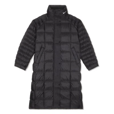 Nike Parka Larga Negra Puffer Aislada Cuello Chaqueta De Gran Tamaño Mujeres PEQUEÑA NUEVA Foto 1 de 4