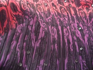 Accordion 2X Plus Semi Sheer Crinkle Pleated Purple Black Top Tunic Bell Paisley - Picture 1 of 13
