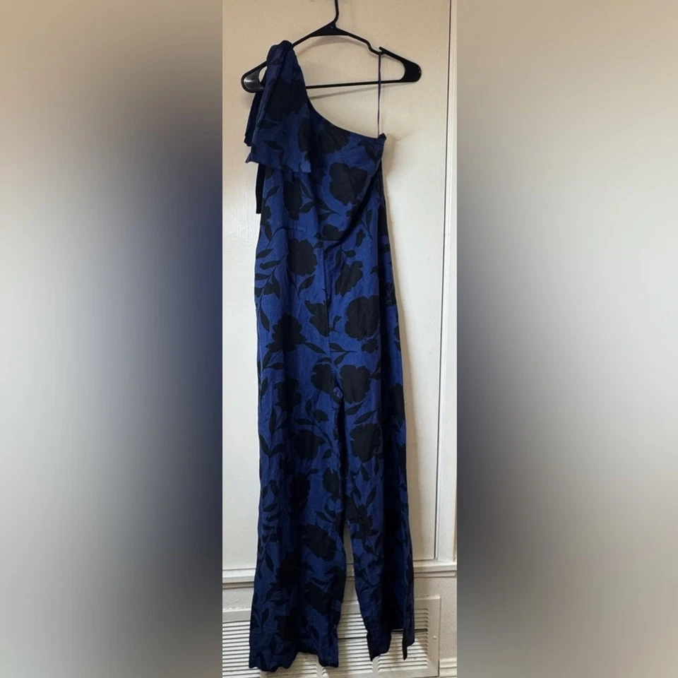 Kate Spade X Target Classic Rose Navy Blue Black Floral Linen Blend Jumpsuit 4 - Image 1 of 4