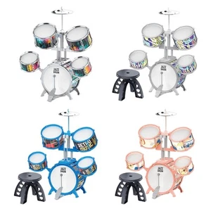 Kids Drum Set PVC with Drumsticks Stool for Children Day Drumming Activities - Picture 1 of 22