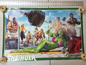 Vintage Original 1988 She Hulk Muscle Beach Poster Marvel She-Hulk 34" x 22" - Bild 1 von 15