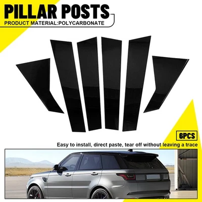 Cubiertas de poste de pilar B negras brillantes 6 piezas para Land Rover Range Rover Sport 2014-2022 Foto 1 de 4