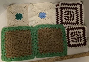 Handmade Crochet Granny Squares Doilies Lot Of 6 - Picture 1 of 6