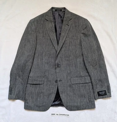 Nordstrom Men's Shop Trim Fit Slubby Grey Linen Sport Coat Jacket 40L - Image 1 of 4