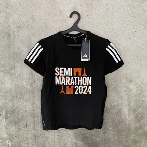 SEMI MARATHON 2024 ADIDAS RUNNING BLACK T-SHIRT SIZE 2XS - Picture 1 of 8
