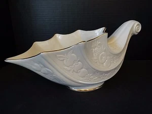 Lenox Grande 13" Fruits of Life Cornucopia ~ 1989 ~ Fruta Oro Marfil ~ Como Nueva - Imagen 1 de 7
