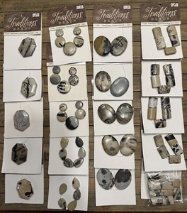 70 Pieces Natural Picasso Jasper Stone Gemstone Gray Beige Black Cabochon - Picture 1 of 7