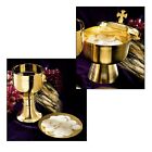 Orthodox Gold Plate Matte Finish Brass Ciborium Chalice And Paten Set 6 3/4 In