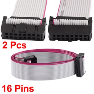 2.54mm Pitch 16 Pins 16 Wires F/F IDC Connector Flat Ribbon Cable 1 Meter 2pcs - Zdjęcie 1 z 3