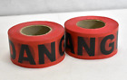 Ateret Premium Red Danger Tape 3" X 1000' Hazard Safety Tape Lot Of 2