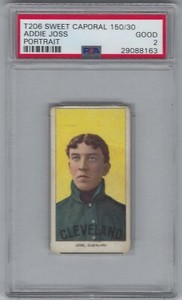 1909 T206 Addie Joss Portrait Sweet Caporal 150/30 PSA 2 Good ~ Cleveland Naps