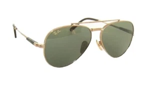 RAY BAN RB 8225 313852 AVIATOR TITANIUM ARISTA GOLD GREEN SUNGLASSES - 58 mm M - Picture 1 of 6