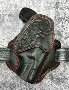 For 2" TAURUS 85 850 856 905, Right Hand Black/Red Open Top Western Belt Holster - Picture 1 of 4