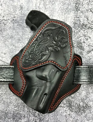 Funda Cinturón Western Para 2" TAURUS 85 850 856 905, Mano Derecha Negra/Roja Tapa Abierta Foto 1 de 4