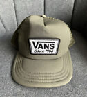 Vans Trucker Hat Olive Green Mesh Back Foam Adjustable SnapBack Skater 1966 NWOT