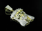 10K Yellow Gold Mens Jesus Face Genuine Diamond Pendant  Charm .80Ct 1.6"