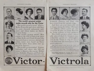Victor Victrola, artistas musicales Caruso, Melba, tetrazzini + anuncio vintage de 1913 - Imagen 1 de 1