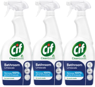 Cif Clean Boost Bathroom Limescale Spray, 3 x 700ml