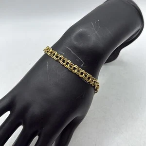 Brazalete de cadena vintage de oro 12k GF relleno de doble eslabón MCM encanto GB JB - Imagen 1 de 10