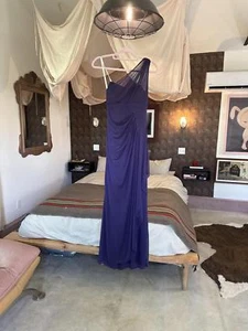 David’s Bridal Purple Ruche One Shoulder Chiffon Gown Size 4 - Picture 1 of 5