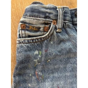 Polo Ralph Lauren Denim Shorts Distressed Paint Splatter Adjustable Waist 5 - Picture 1 of 5
