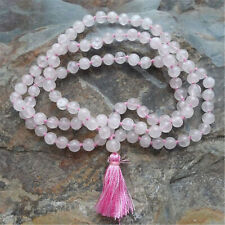 Natural Rose Quartz 108 Beads Handmade Tassel Necklace Spirituality Unisex Wrist