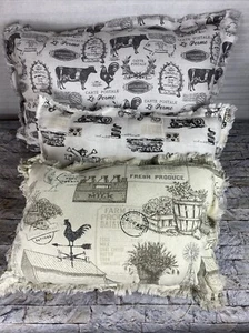 Set Of 3 Farmhouse Decor Rectangle Throw Pillows 19X 13 & 26 X 17 Cow Pig Chicks - Picture 1 of 4
