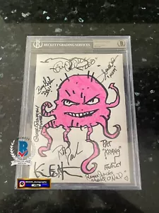 KEVIN EASTMAN FIRMATO TMNT 8X10 ART CON CAST CARTONE ANIMATO BAS COA KRANG - Foto 1 di 2