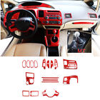 For Honda Civic 2004-2009 MT Red Carbon Fiber Interior Full Set Decoration Trim