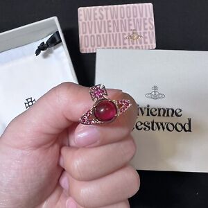 VIVIENNE WESTWOOD Ring With Crystal Red Opal Orb ring size 7