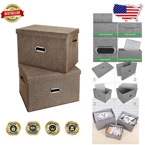 Eco-Friendly Foldable Storage Baskets with Handles - Stylish Office Organizers - Picture 1 of 9