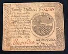 $20 TWENTY DOLLARS SEPTEMBER 26 1778 CONTINENTAL CURRENCY NOTE CC 82