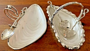 Rare Antique Harrison Howson Silver Plate Footed Oyster Dishes, Spoons & Inserts - Imagen 1 de 6
