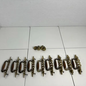 Vintage Holz und Messing Schubladengriffe 13 Stück - Bild 1 von 11