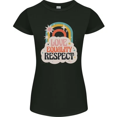 LGBT Love Equality Respect Gay Pride Day Womens Petite Cut T-Shirt - Image 1 of 4