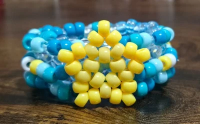 Браслет-манжета ручной работы Kandi Sun Rotator с бисером фестиваль рейвов ювелирные изделия PLUR - Изображение 1 из 4