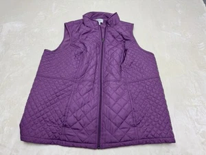 Croft & Barrow Vest Womens 1X Purple Quilted Lightweight Puffer Plus Size - Picture 1 of 11