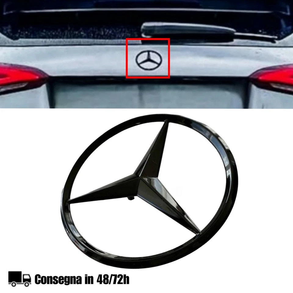 Logo Stemma Baule Posteriore 80mm COMPATIBILE MERCEDES Classe A W176 W177 W204 - Immagine 1 di 3