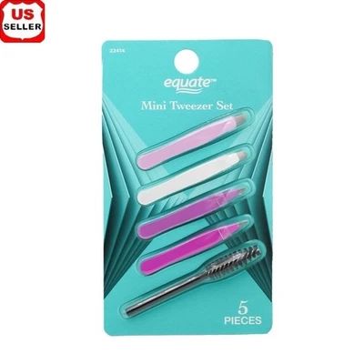 Mini Tweezers Set 4 Count Hair Grooming Precision Tips Portable Travel Tool New - Image 1 of 4
