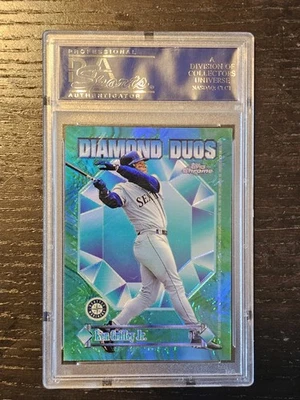 1997 Topps Chrome Ken Griffey Jr./Jay Buhner Diamond Duos PSA 9 MINT - Image 1 of 2